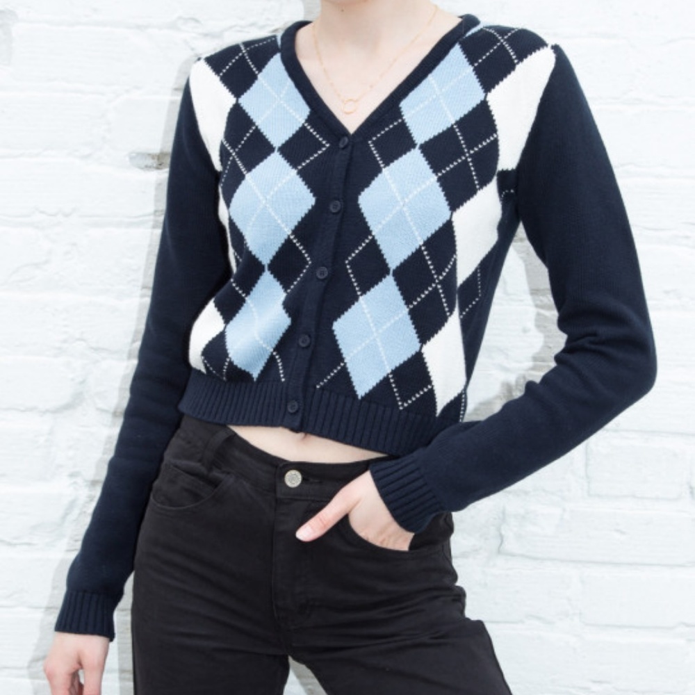 brandy melville blue/white argyle cotton Elizabeth